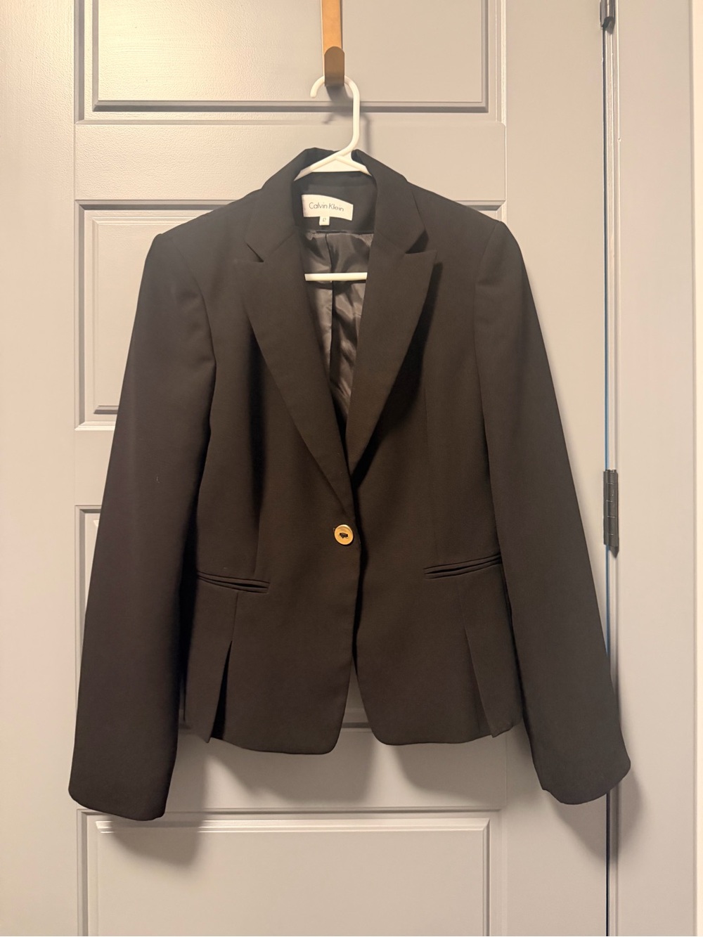 Calvin Klein Women Black Single Button Long Sleeve Blazer Jacket SIZE 12